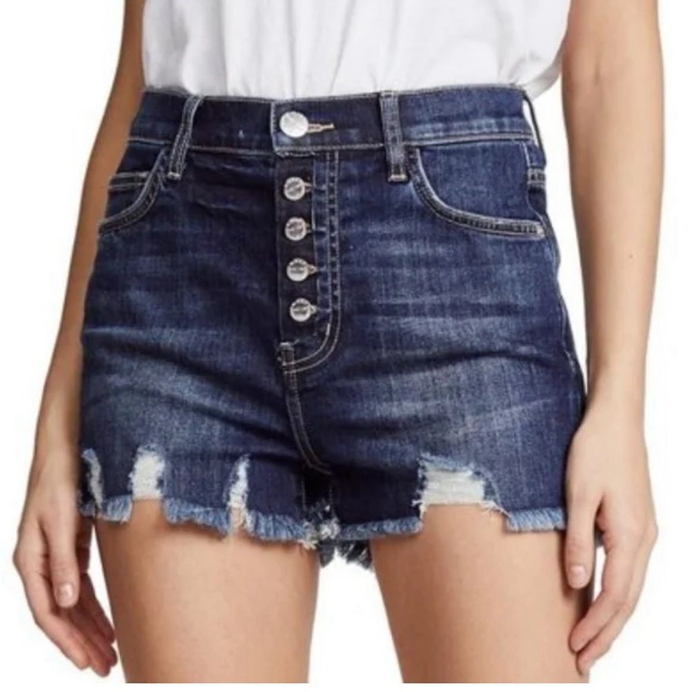Current Elliott High Rise ButtonFly Distressed Premium Denim Shorts SZ 25 NWOT